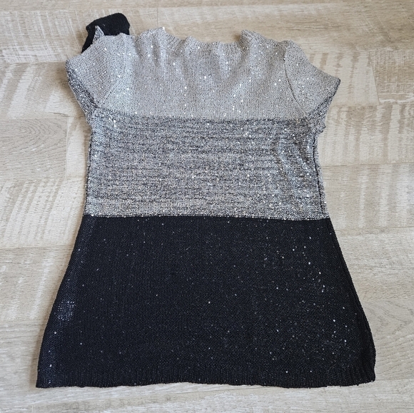 Belldini Scoop Neck Block Color Sparkly Sweater - Picture 9 of 13